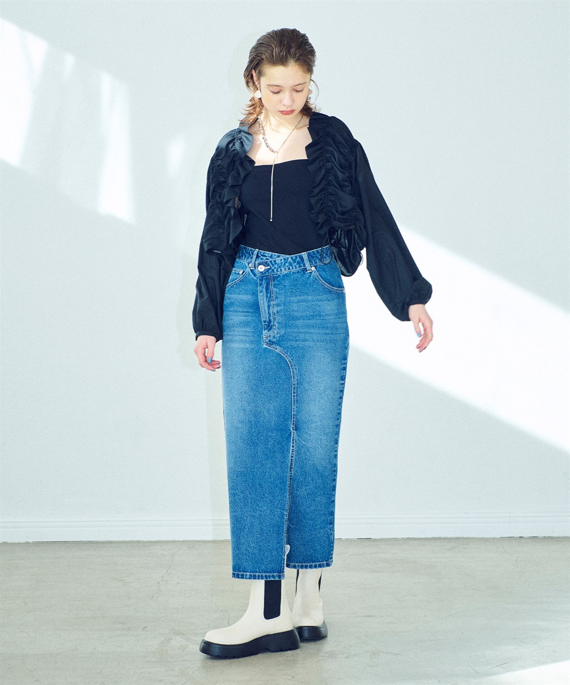 ELLEgirl ギャザーシャーリングカーディガン_sub_7