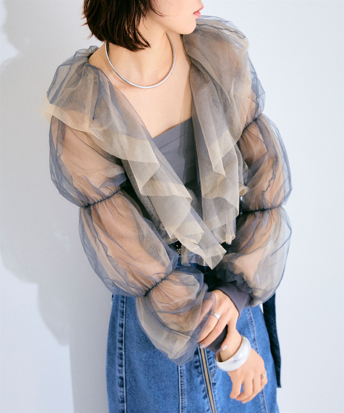 ELLEgirl バルーンスリーブラッフルボレロ_sub_3