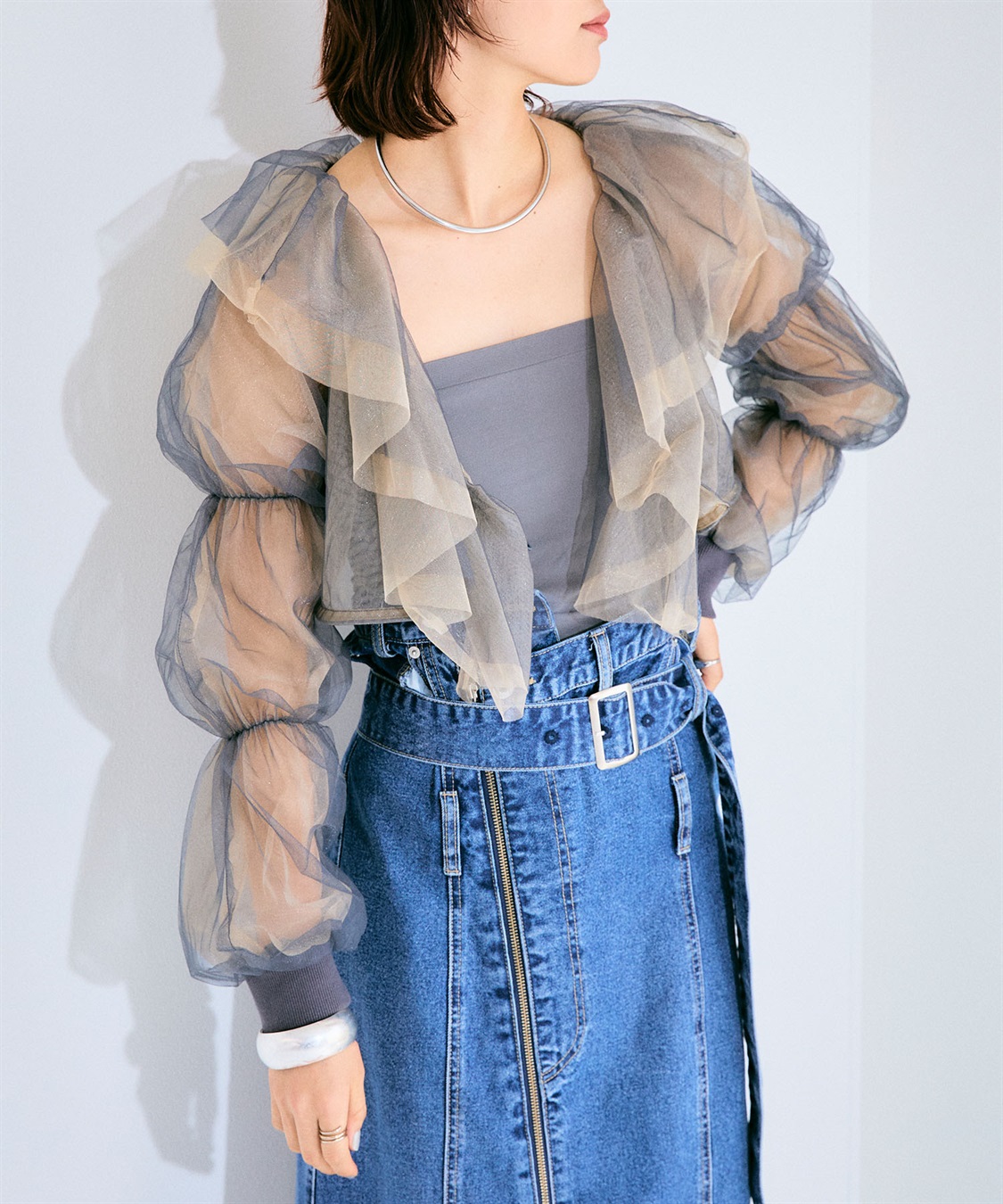 バルーンスリーブラッフルボレロ ELLEgirl｜クロスプラス公式