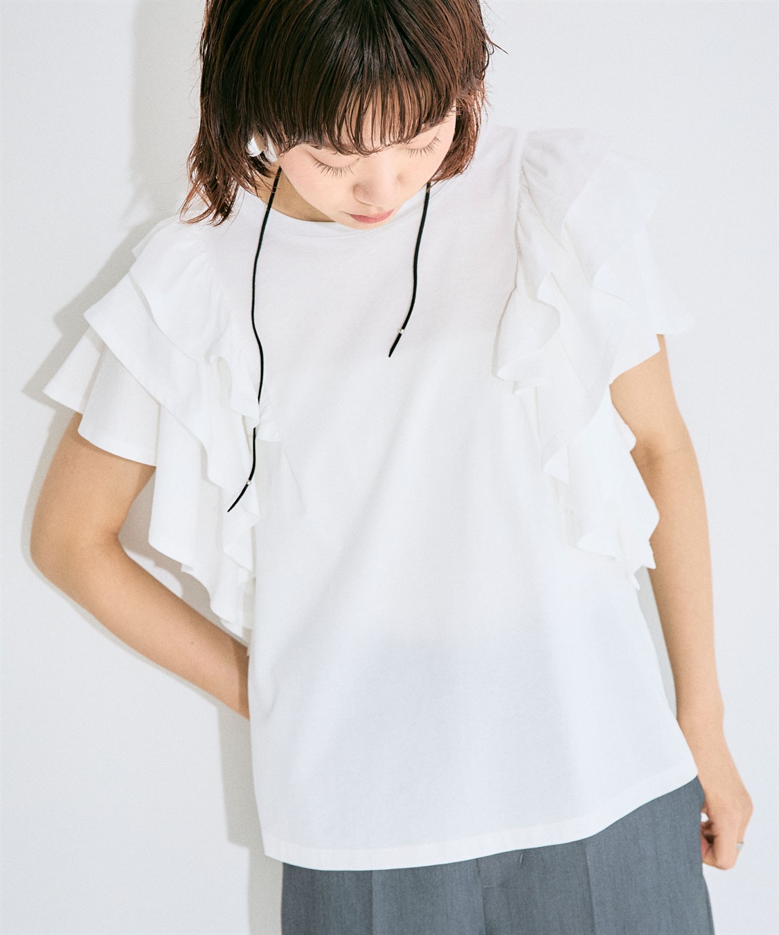 ELLEgirl ボリュームラッフルスリーブTシャツ_sub_1