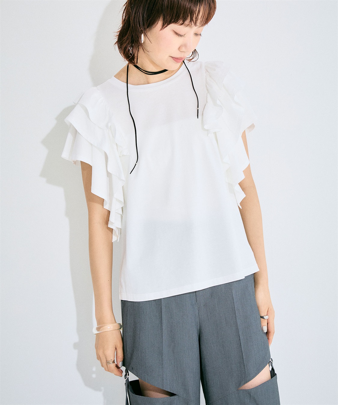 ELLEgirl ボリュームラッフルスリーブTシャツ_sub_2