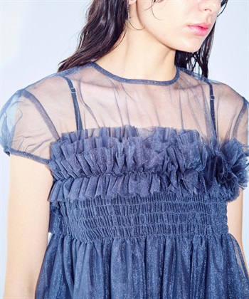 チュールフリルパフチュニック ELLEgirl｜クロスプラス公式通販