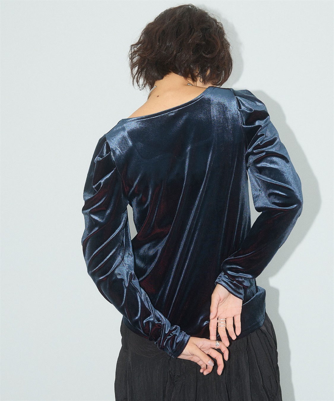 ELLEgirl 配色ベロアパフスリーブトップス_sub_7