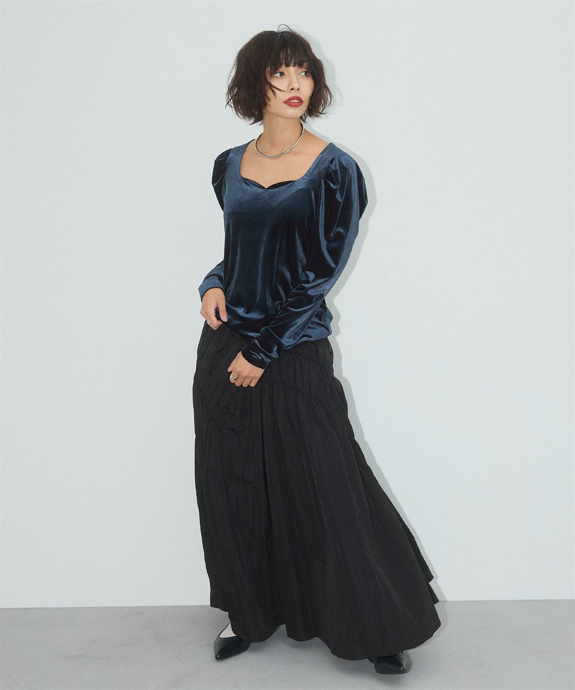 ELLEgirl 配色ベロアパフスリーブトップス_sub_10