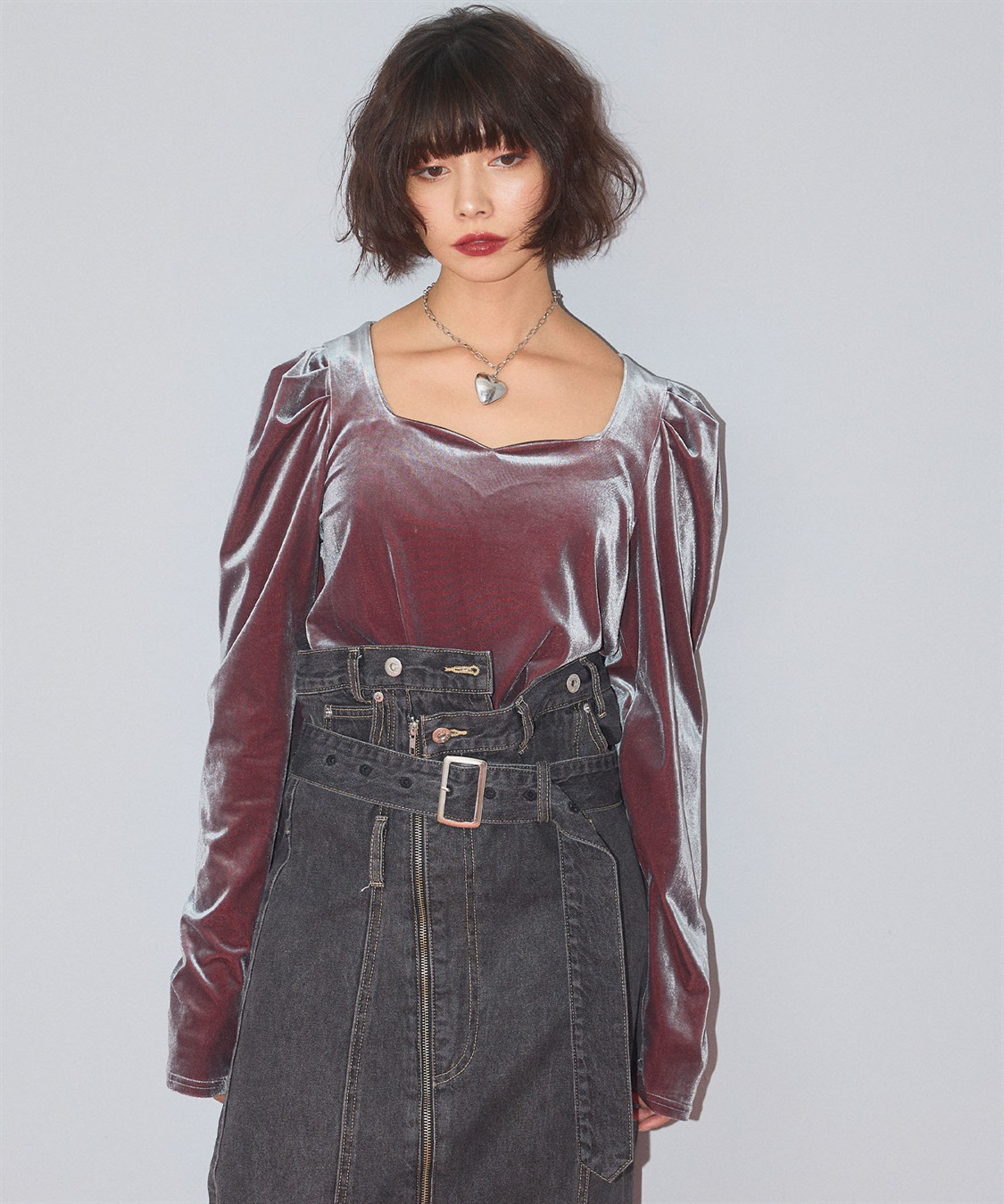 ELLEgirl 配色ベロアパフスリーブトップス_sub_21