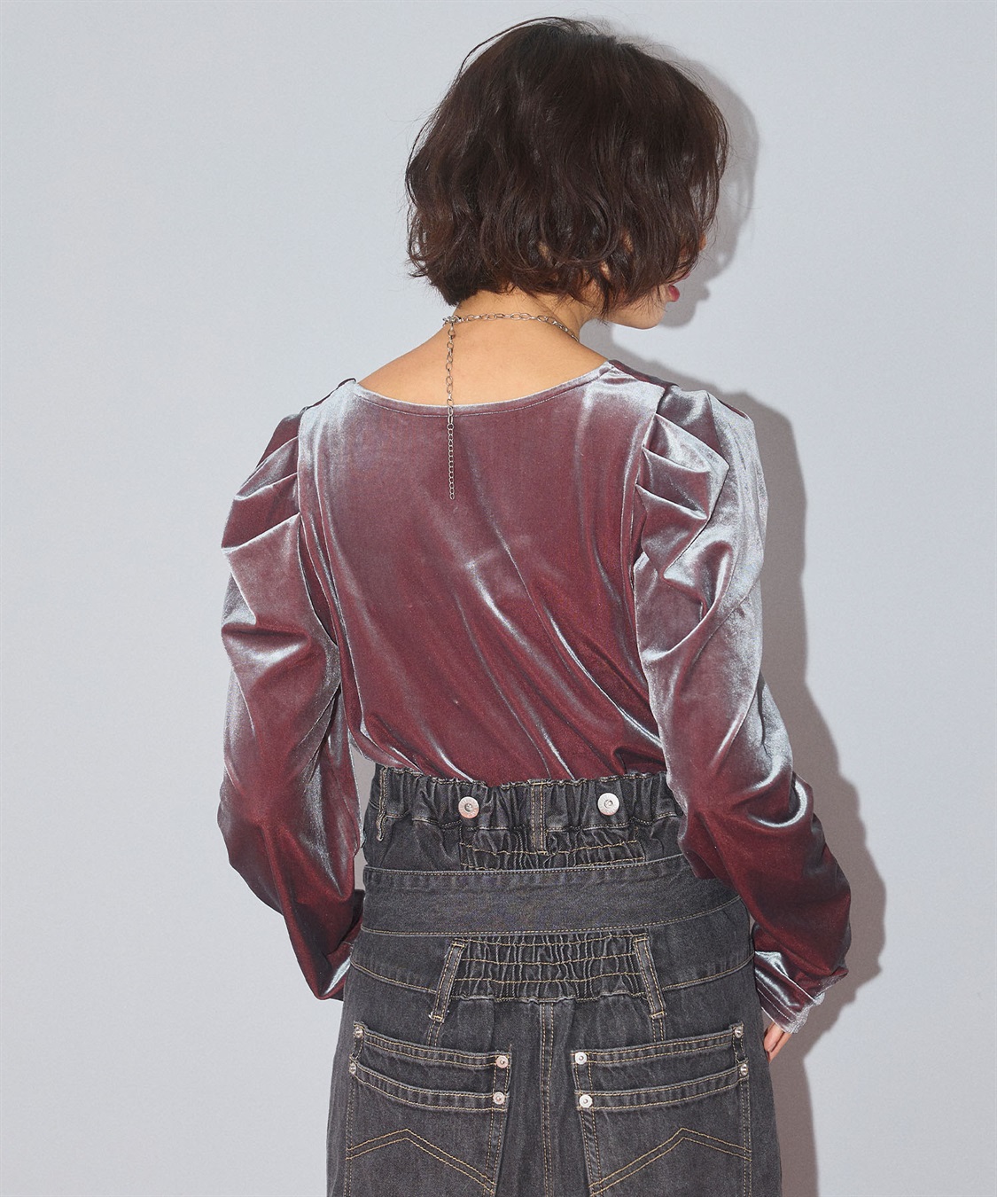 ELLEgirl 配色ベロアパフスリーブトップス_sub_22