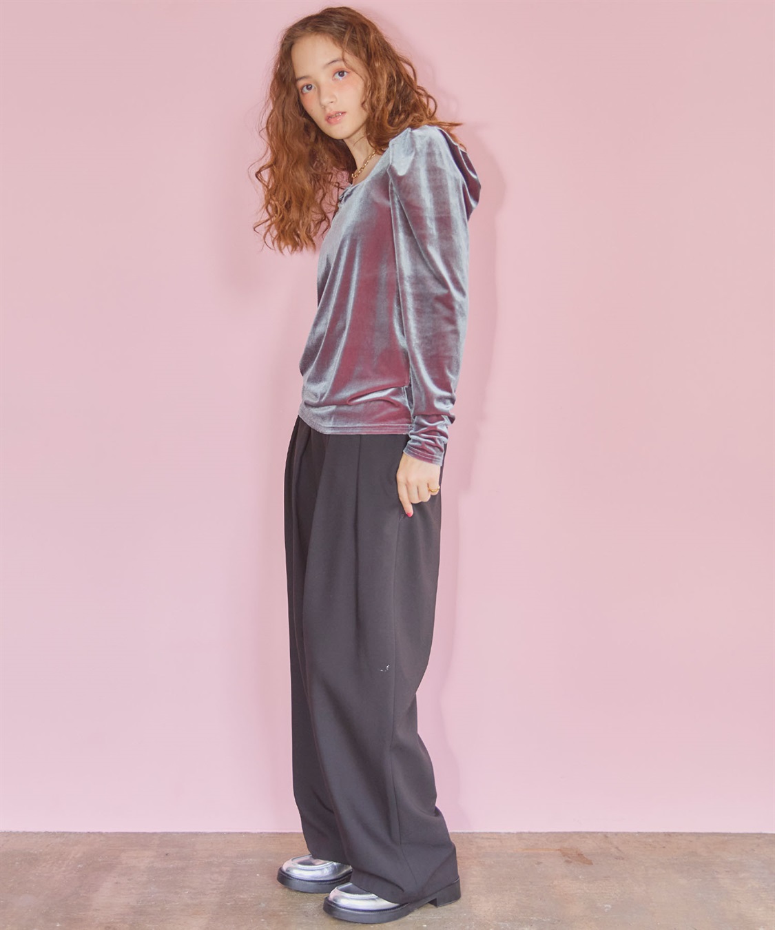 ELLEgirl 配色ベロアパフスリーブトップス_sub_29