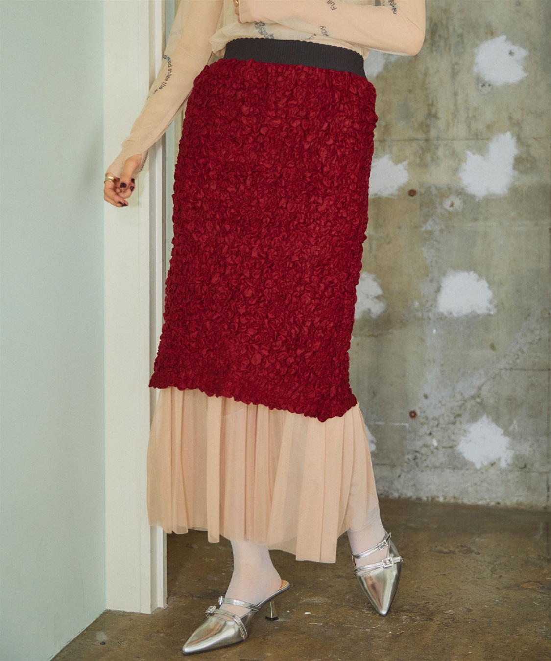 ELLEgirl チュールレイヤードシャーリングスカート_sub_4