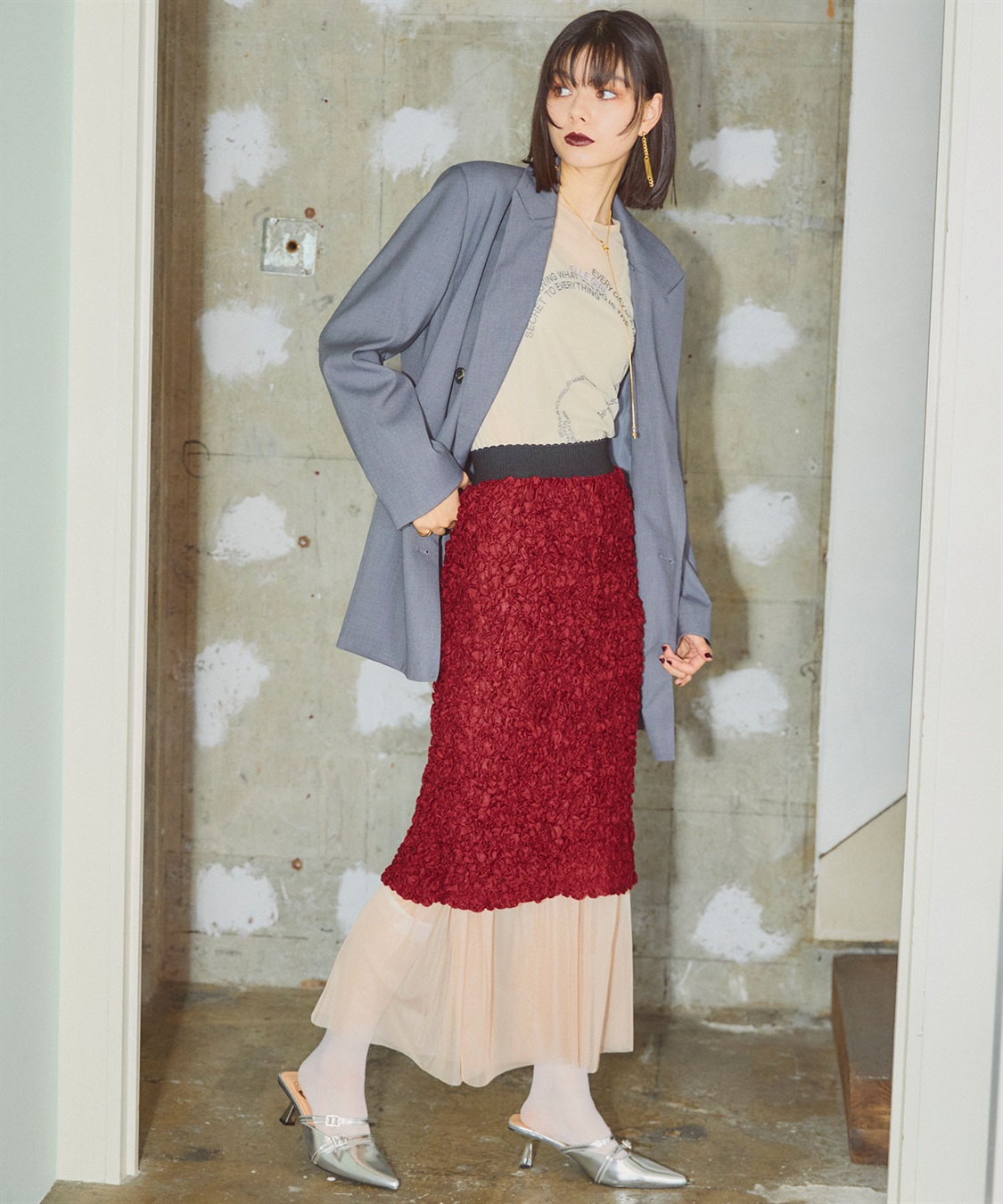 ELLEgirl チュールレイヤードシャーリングスカート_sub_7