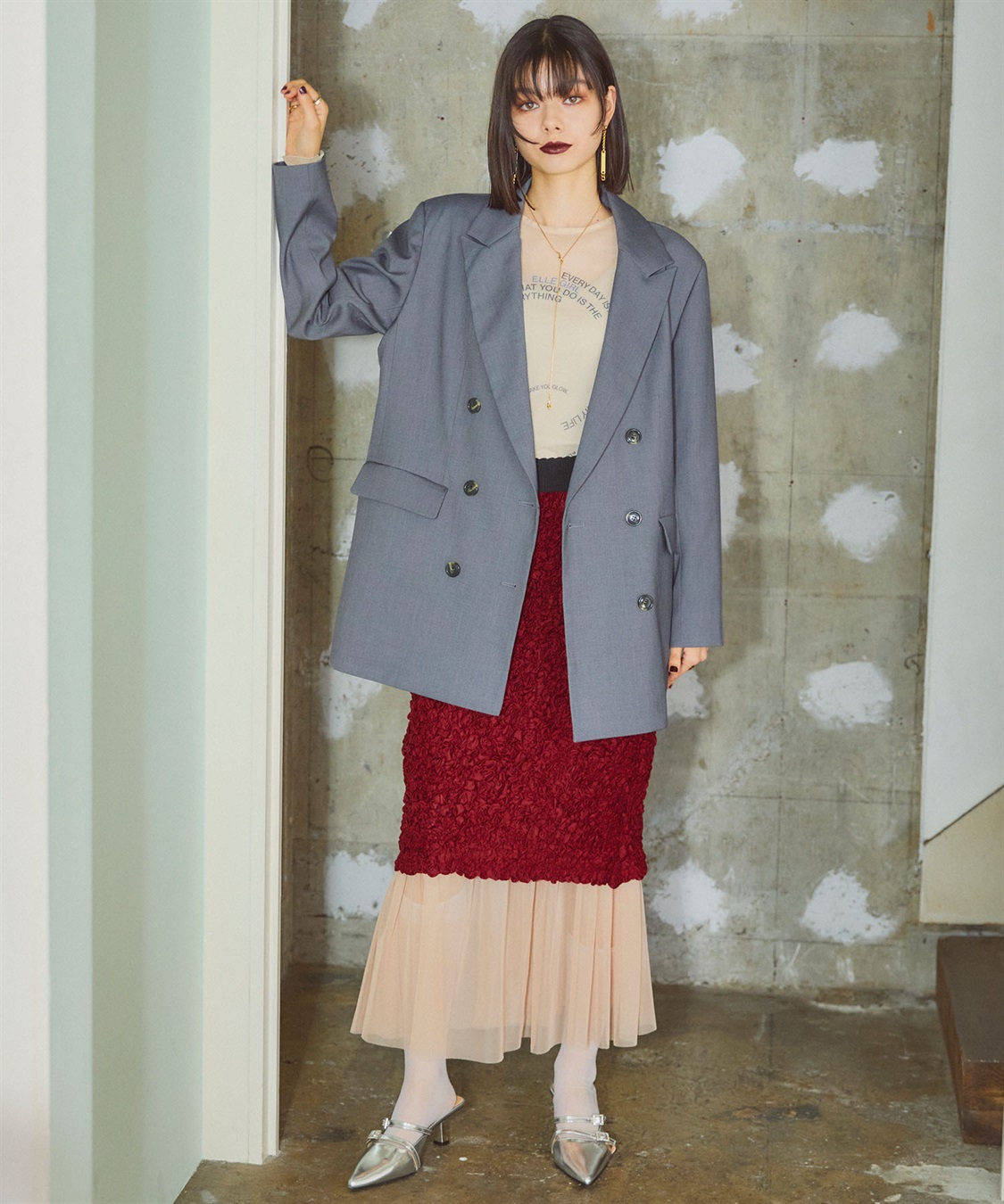 ELLEgirl チュールレイヤードシャーリングスカート_sub_8