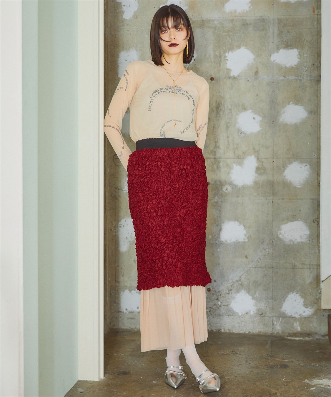 ELLEgirl チュールレイヤードシャーリングスカート_sub_9