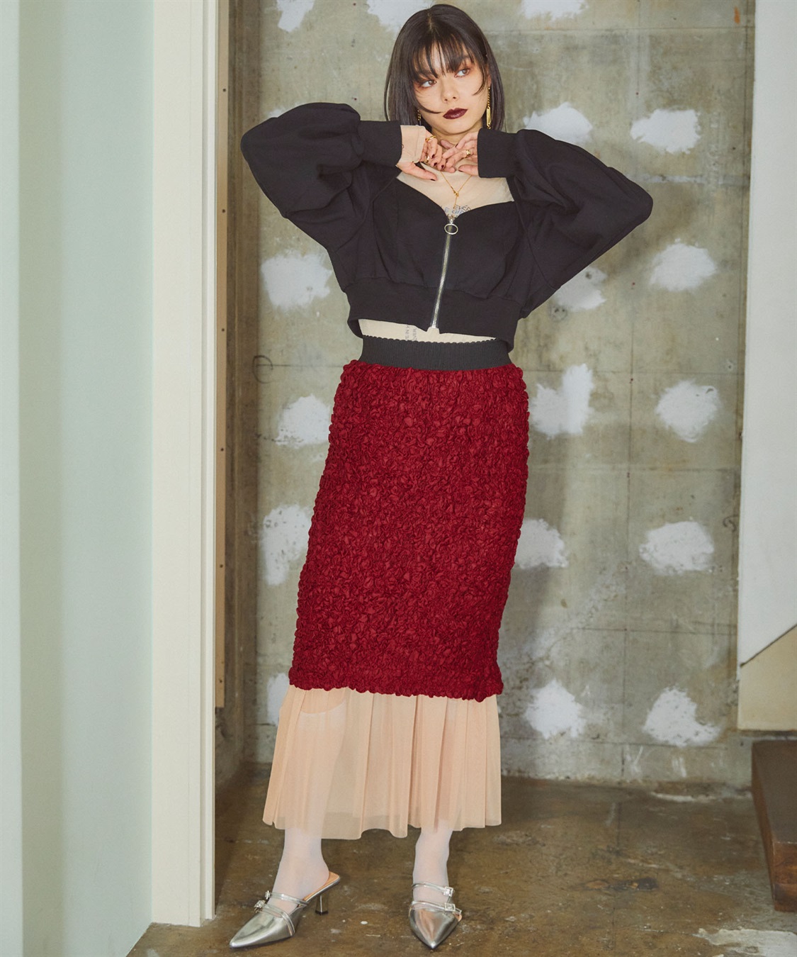 ELLEgirl チュールレイヤードシャーリングスカート_sub_11