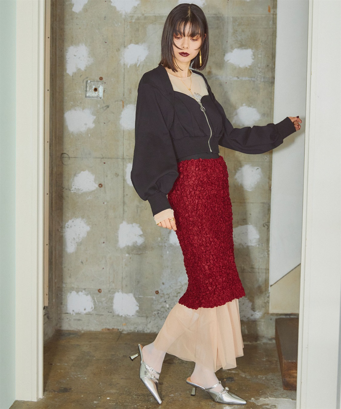 ELLEgirl チュールレイヤードシャーリングスカート_sub_12