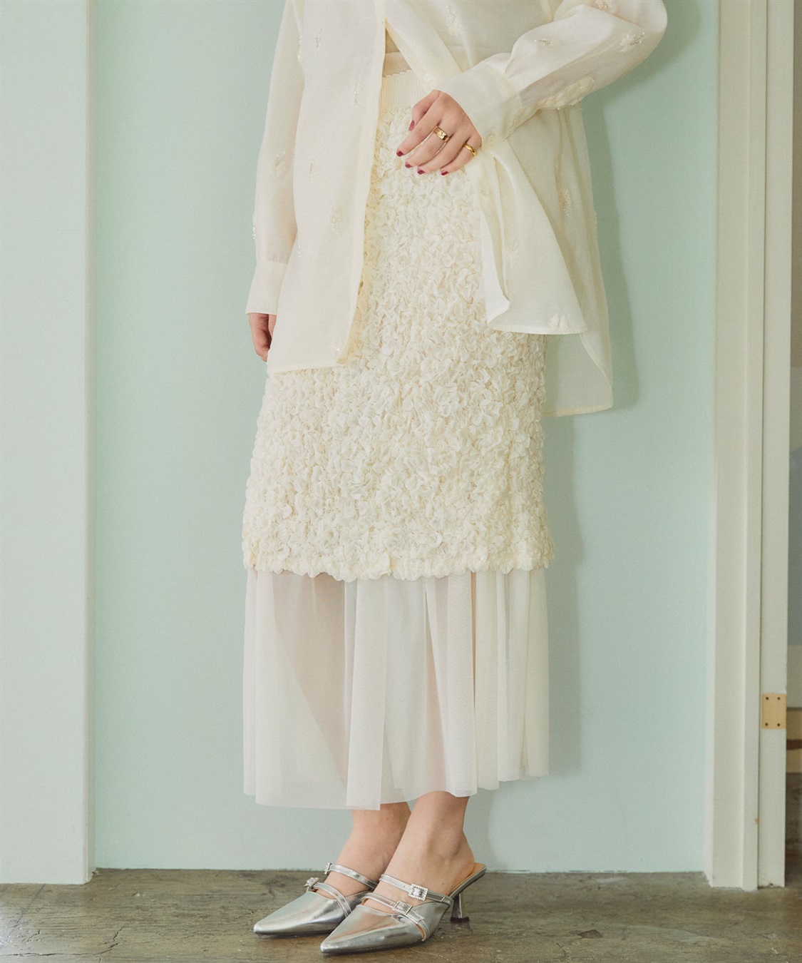 ELLEgirl チュールレイヤードシャーリングスカート_sub_17