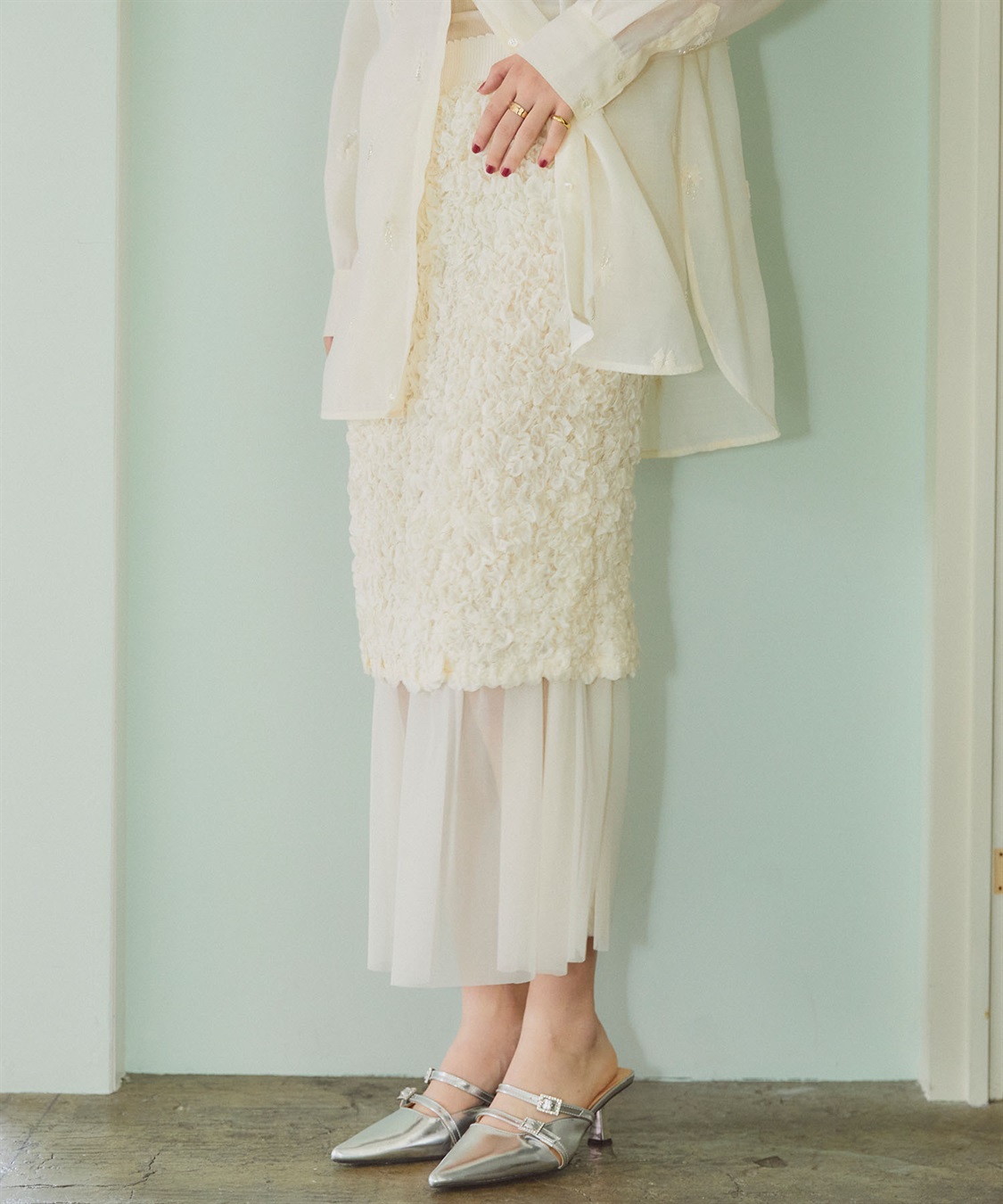 ELLEgirl チュールレイヤードシャーリングスカート_sub_18