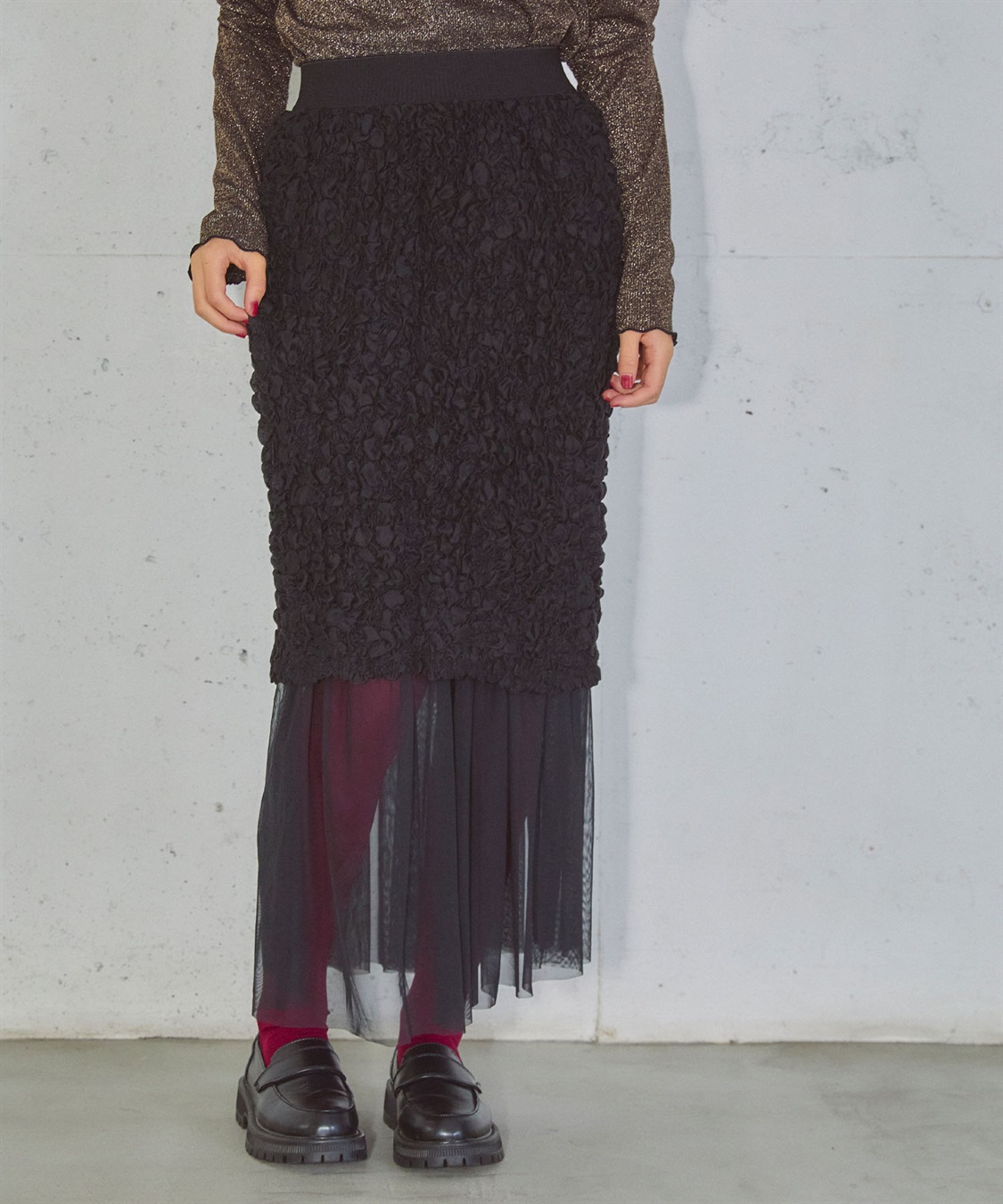 ELLEgirl チュールレイヤードシャーリングスカート_sub_22