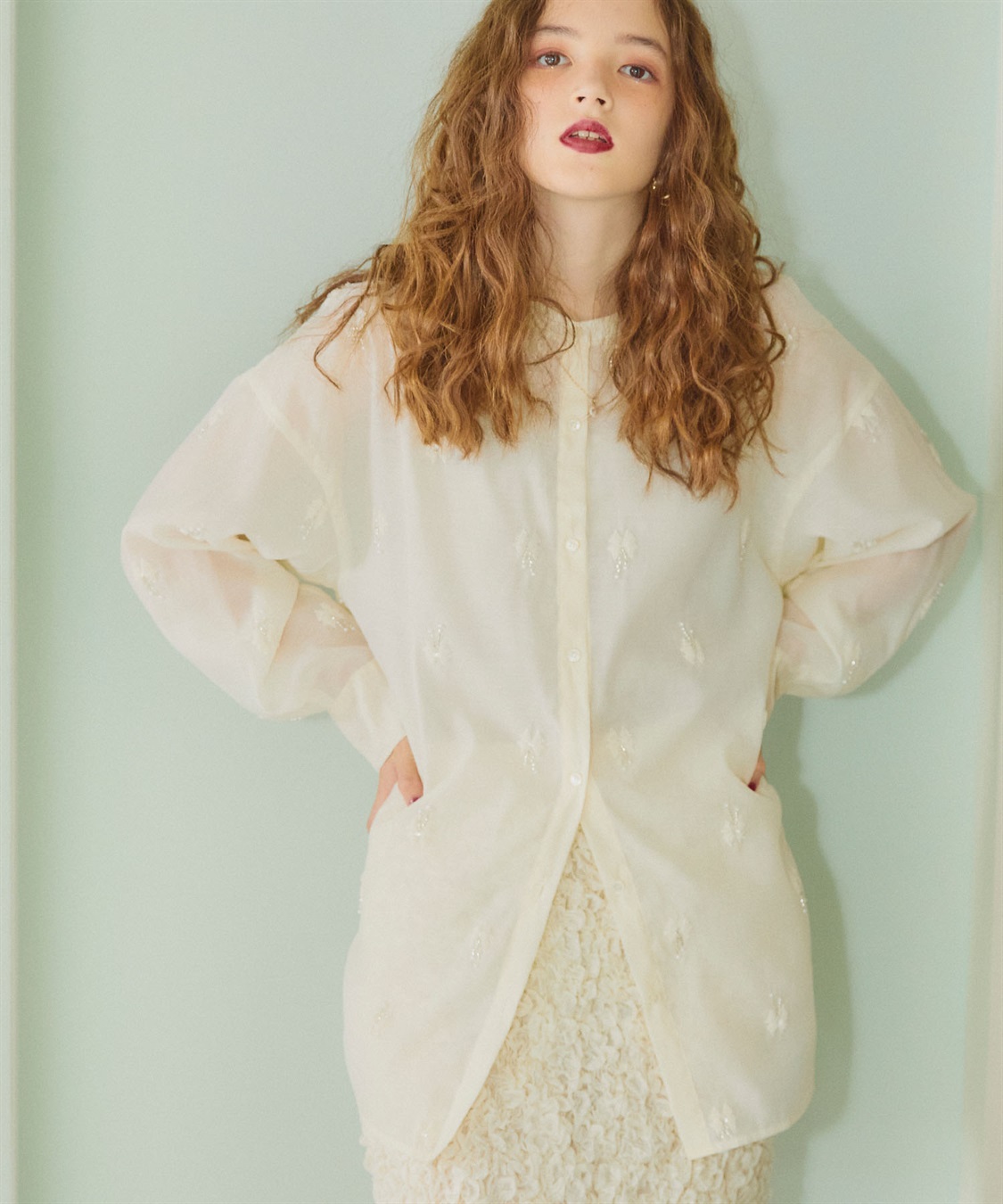 ELLEgirl リボン刺繍シアーシャツ_sub_7