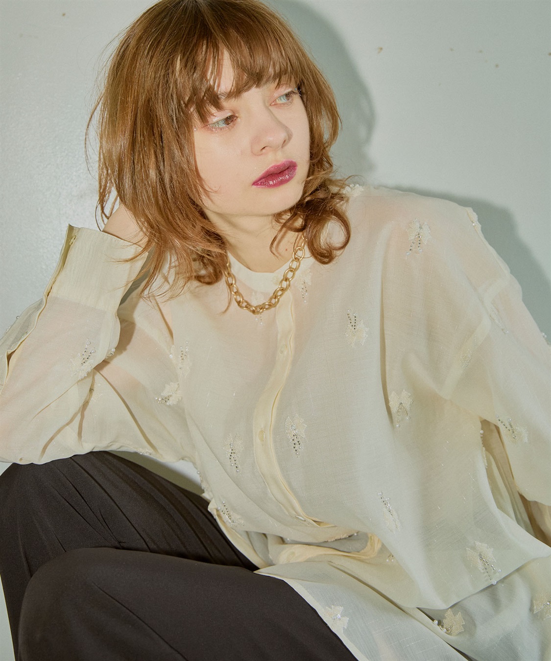 ELLEgirl リボン刺繍シアーシャツ_sub_9