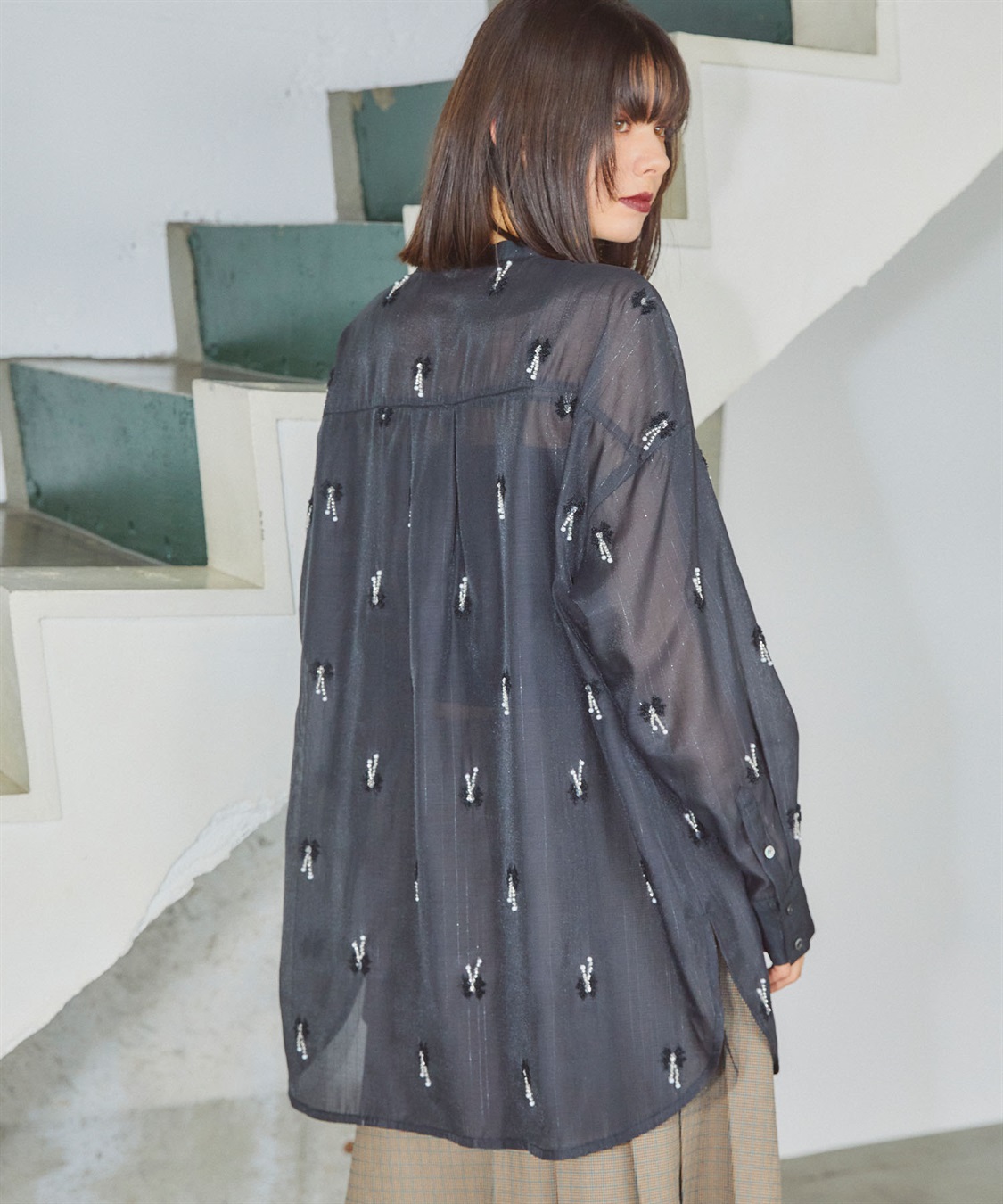 ELLEgirl リボン刺繍シアーシャツ_sub_21