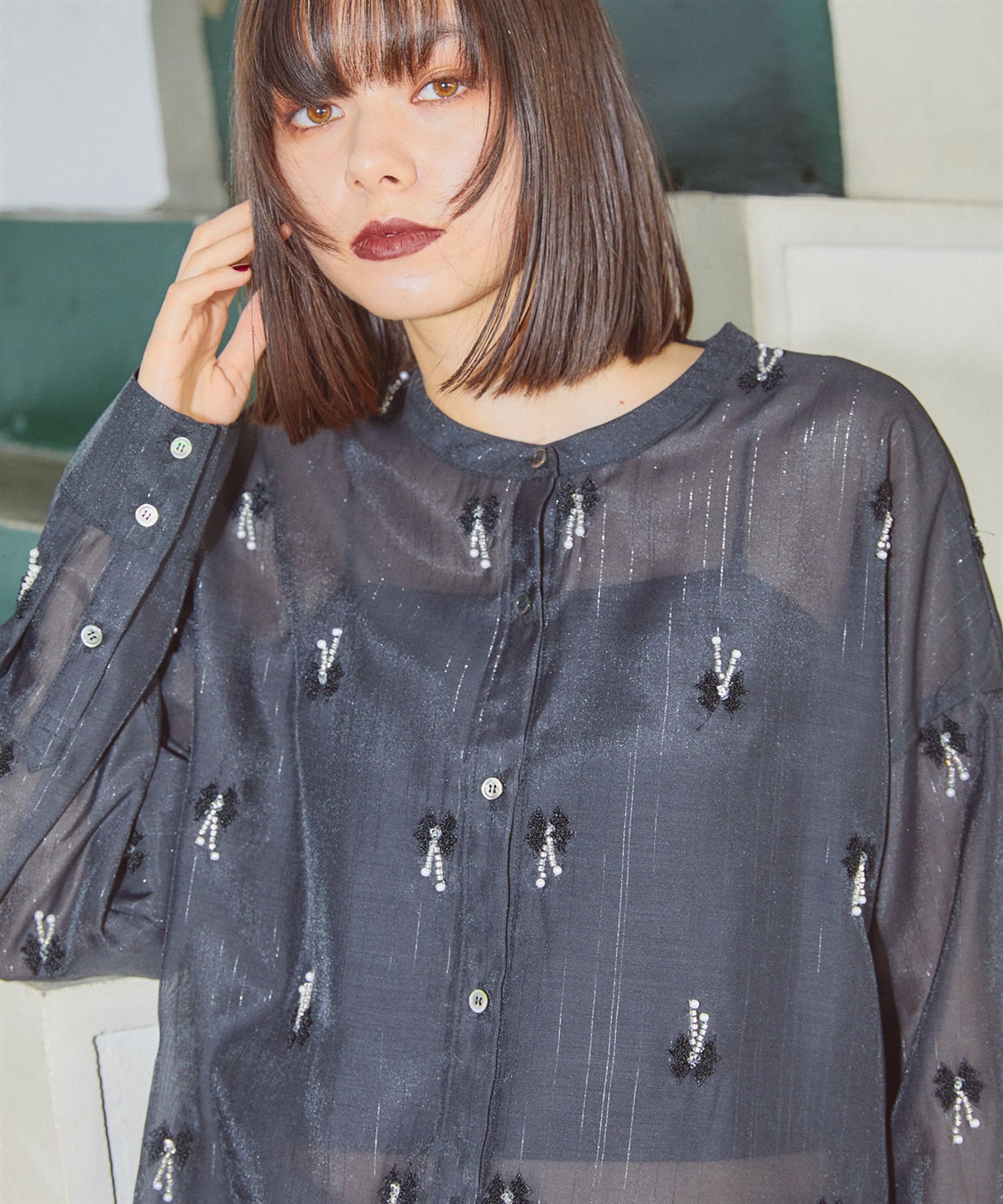 ELLEgirl リボン刺繍シアーシャツ_sub_22