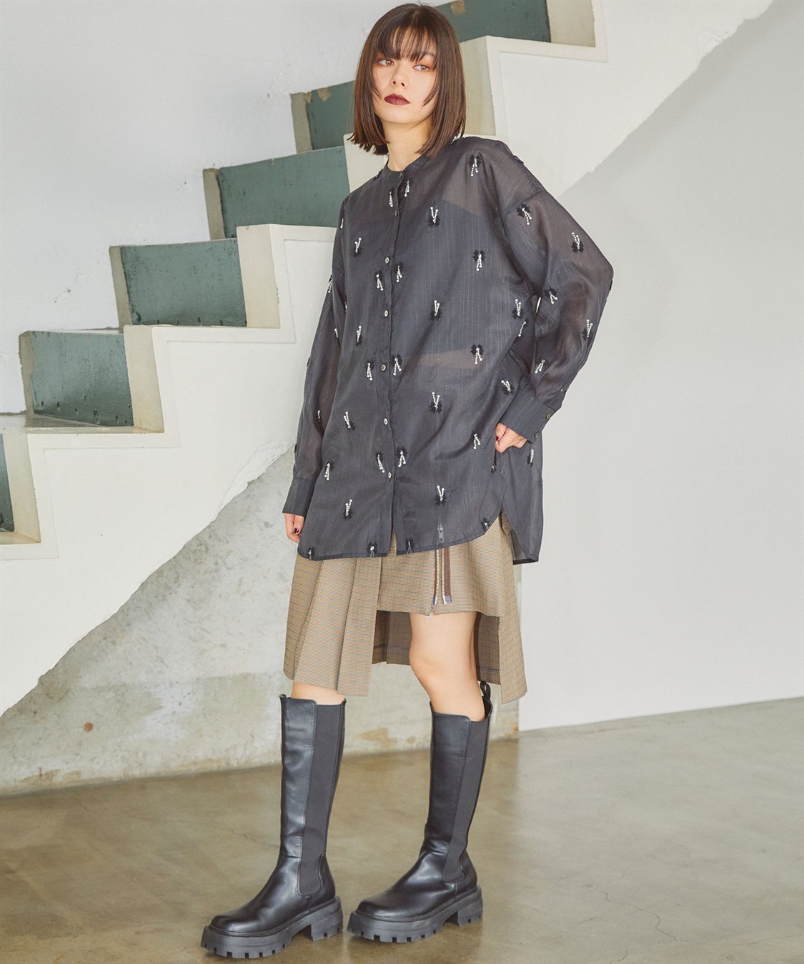 ELLEgirl リボン刺繍シアーシャツ_sub_23