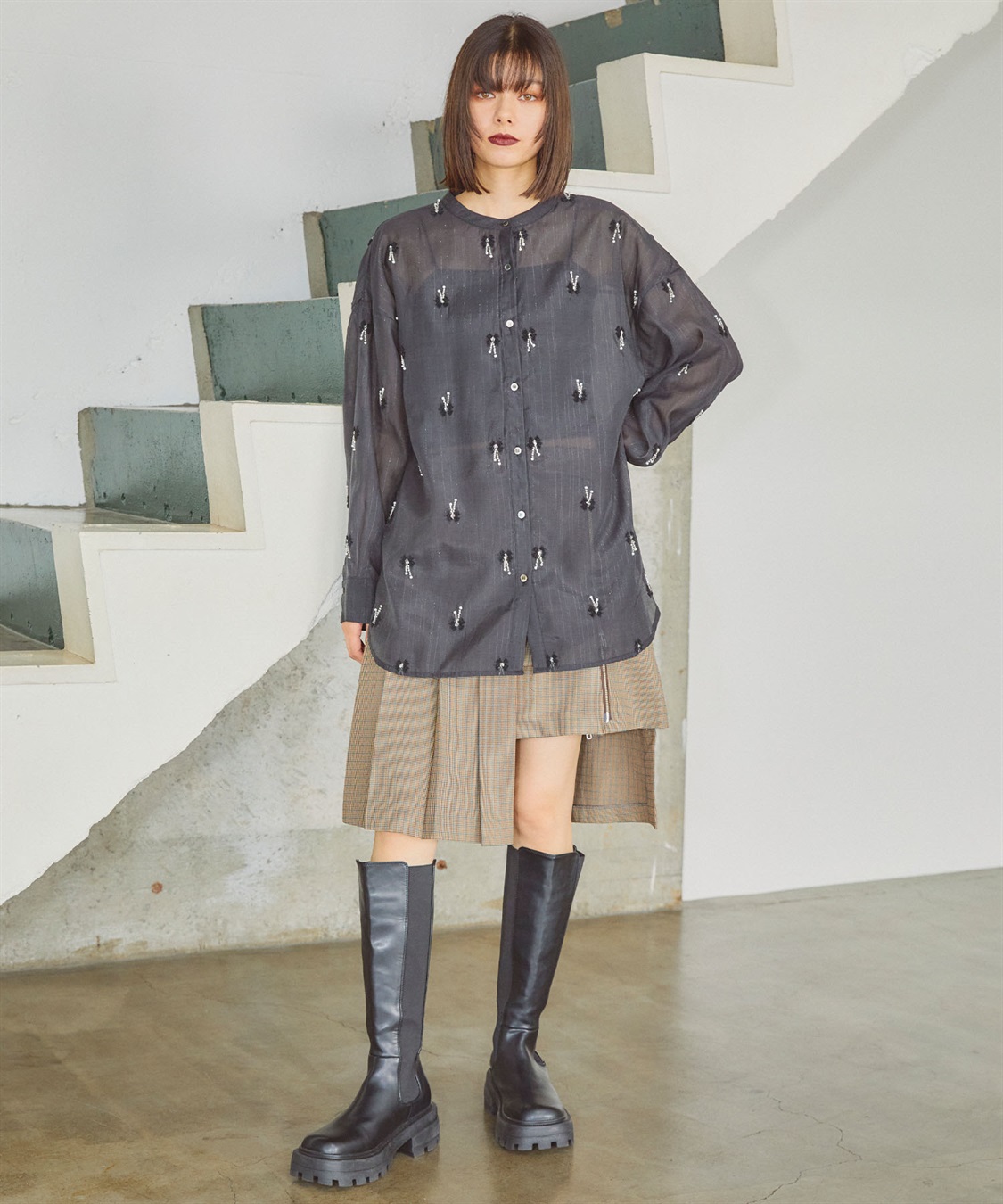 ELLEgirl リボン刺繍シアーシャツ_sub_24