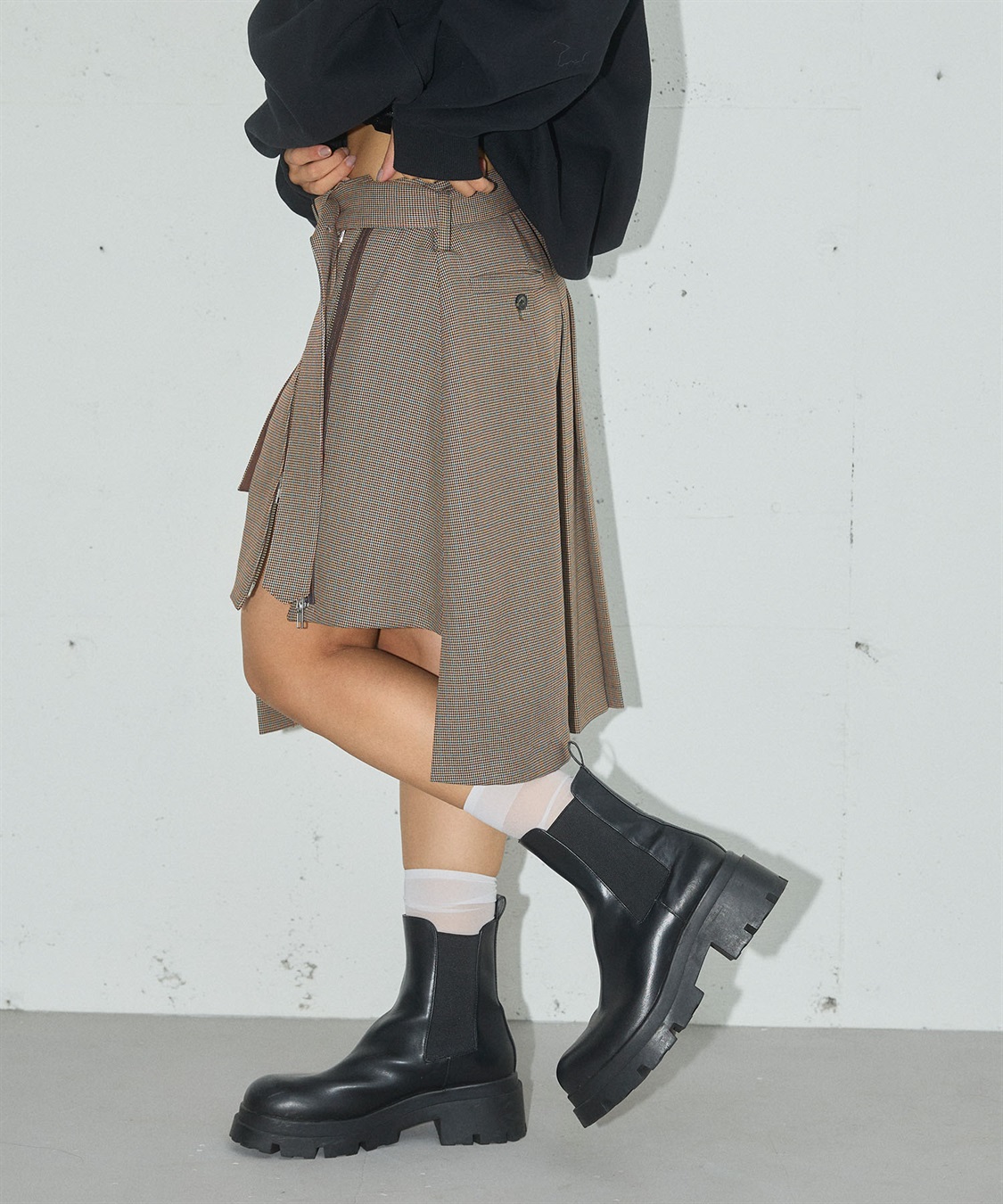 ELLEgirl アシメトリーラッププリーツスカート_sub_8