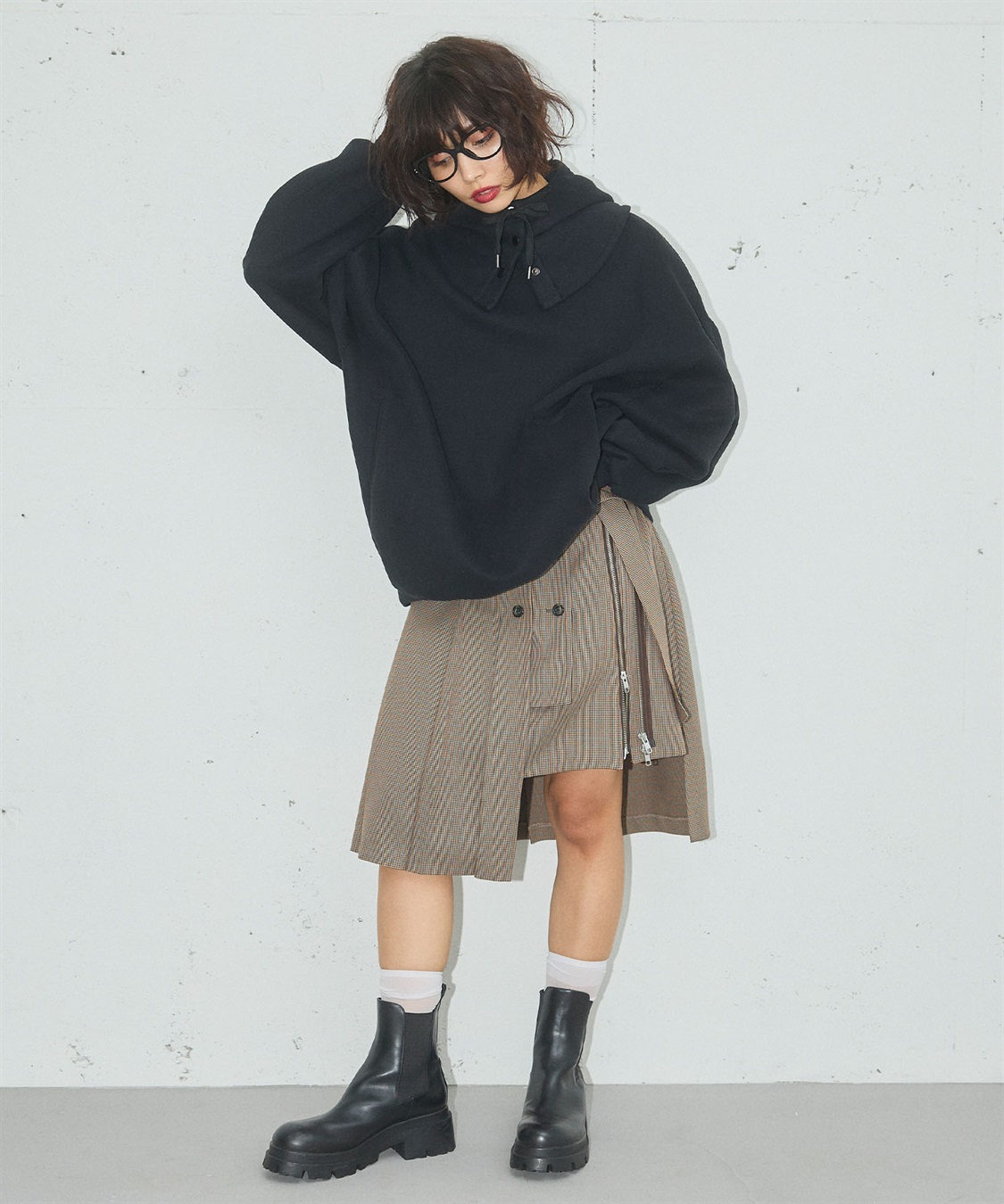 ELLEgirl アシメトリーラッププリーツスカート_sub_11