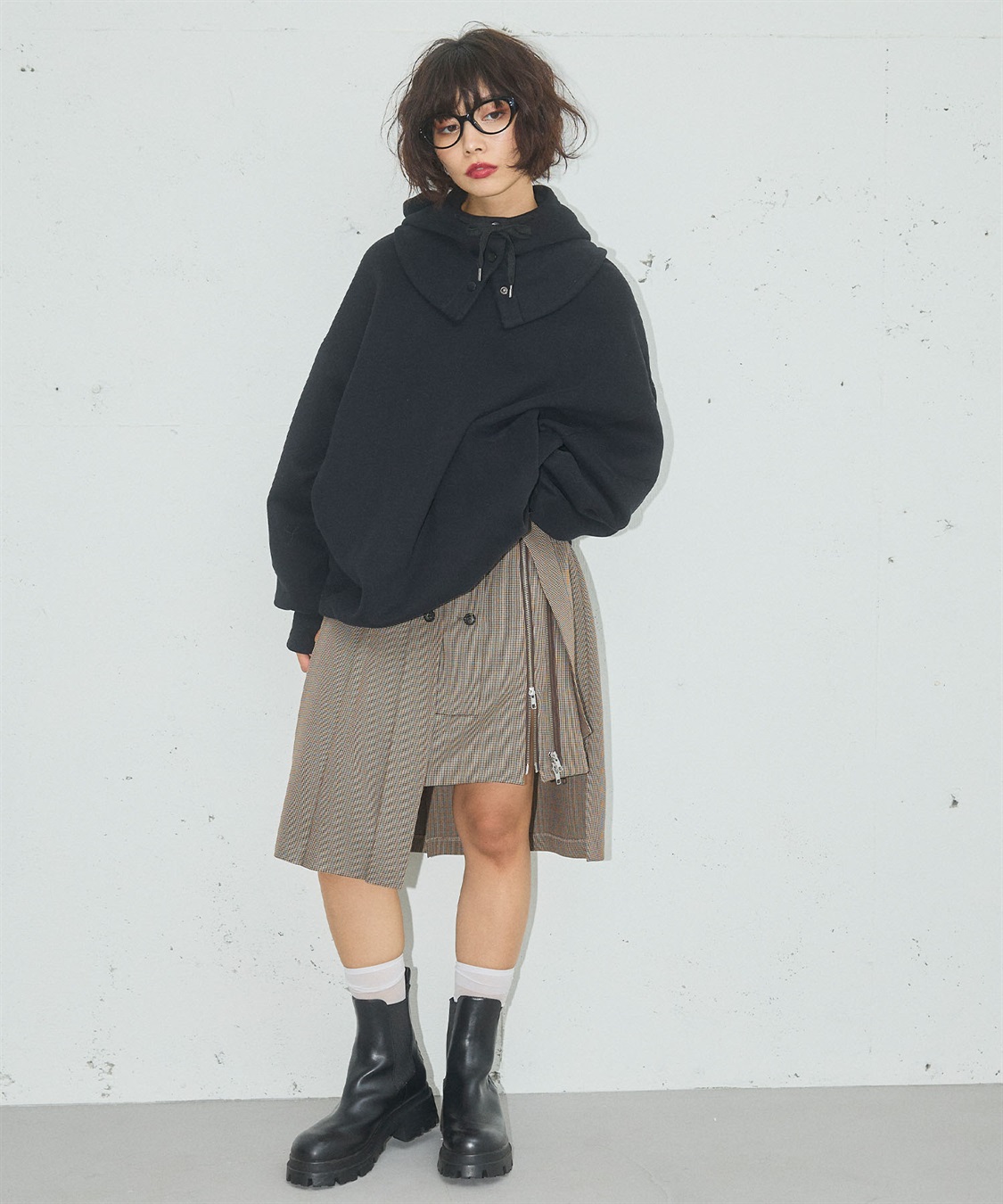 ELLEgirl アシメトリーラッププリーツスカート_sub_12