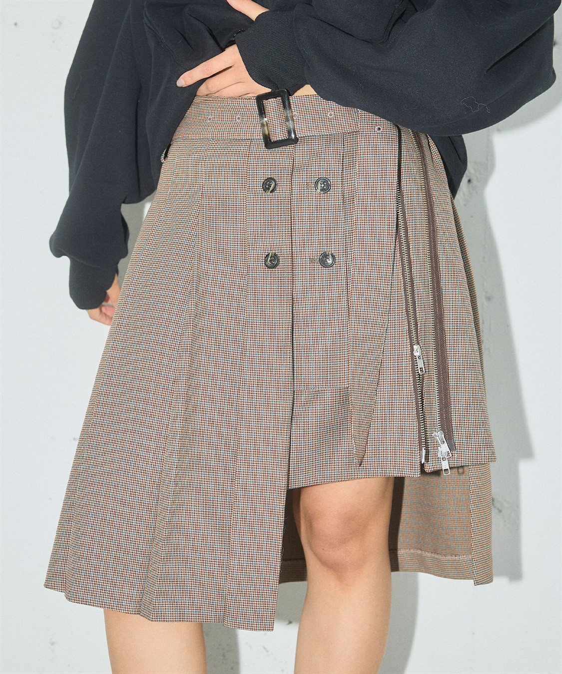 ELLEgirl アシメトリーラッププリーツスカート_sub_13