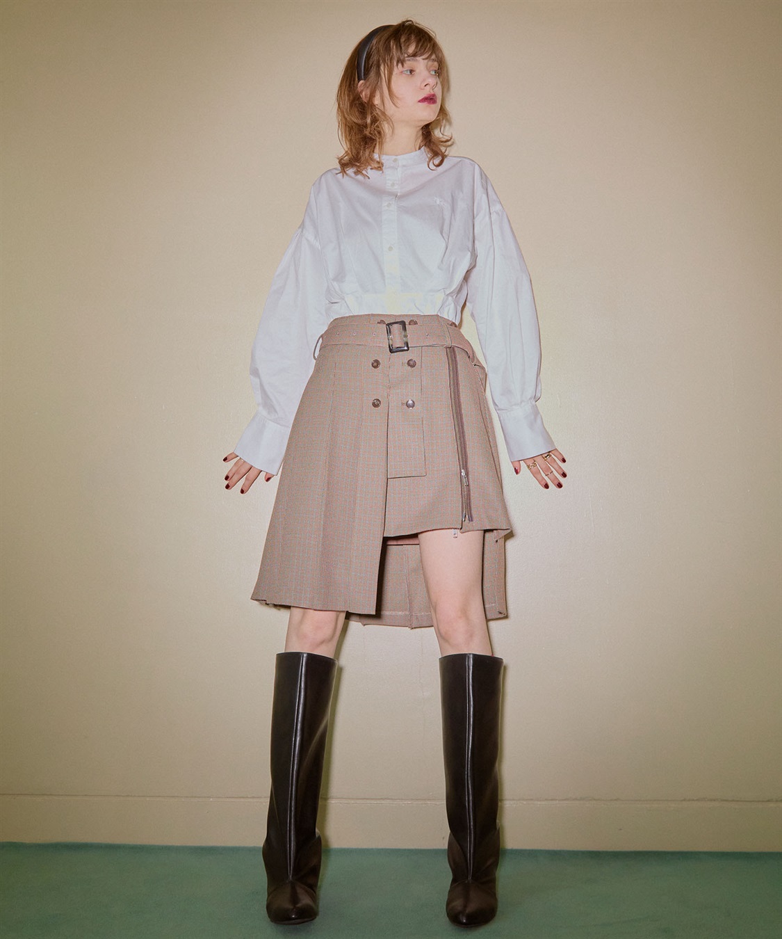 ELLEgirl アシメトリーラッププリーツスカート_sub_15