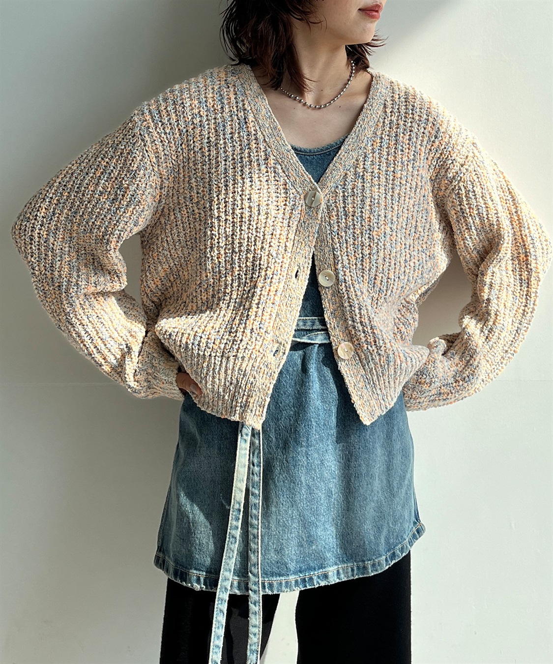 ELLEgirl ミックスカラーVネックカーディガン_sub_13