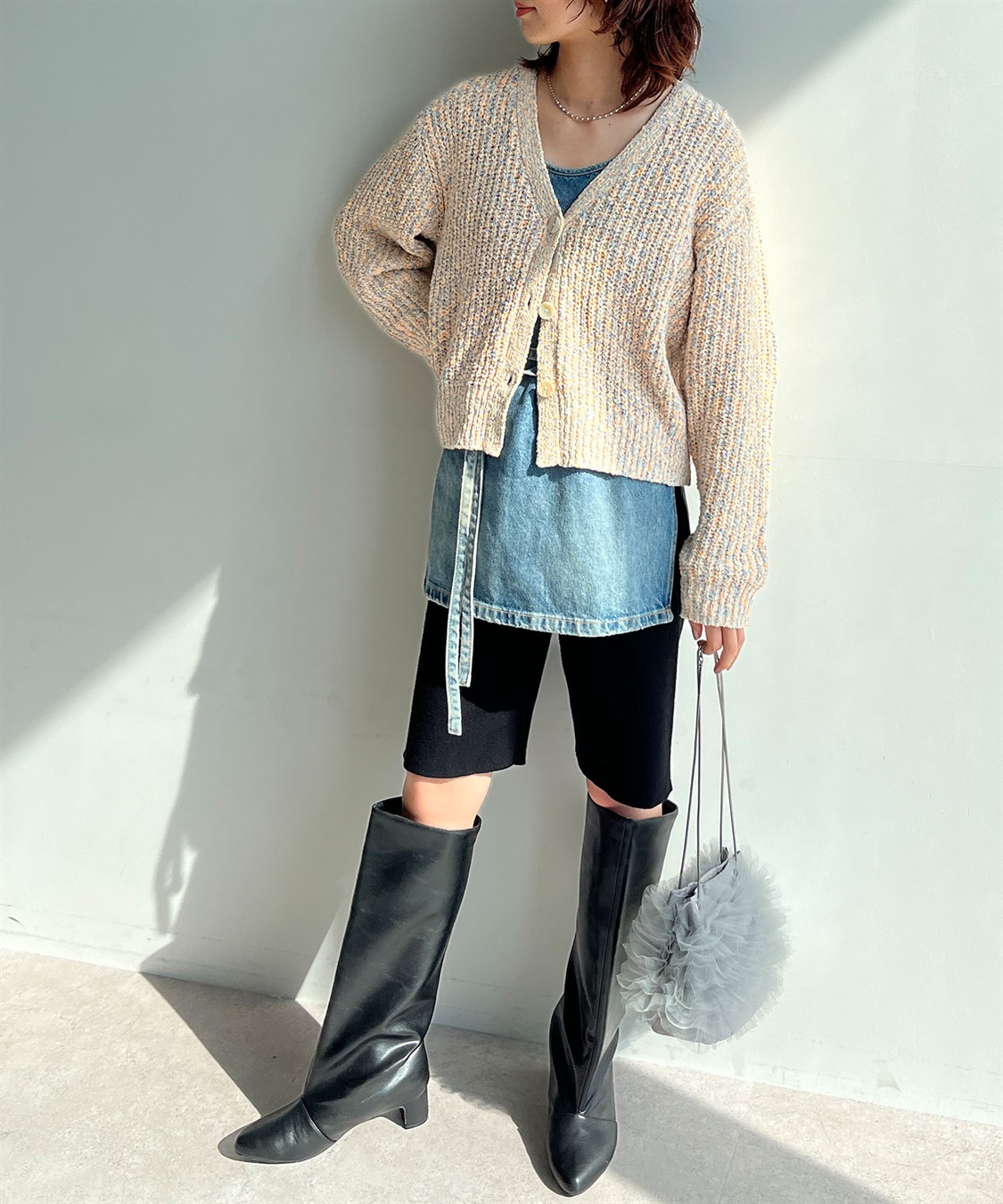 ELLEgirl ミックスカラーVネックカーディガン_sub_16