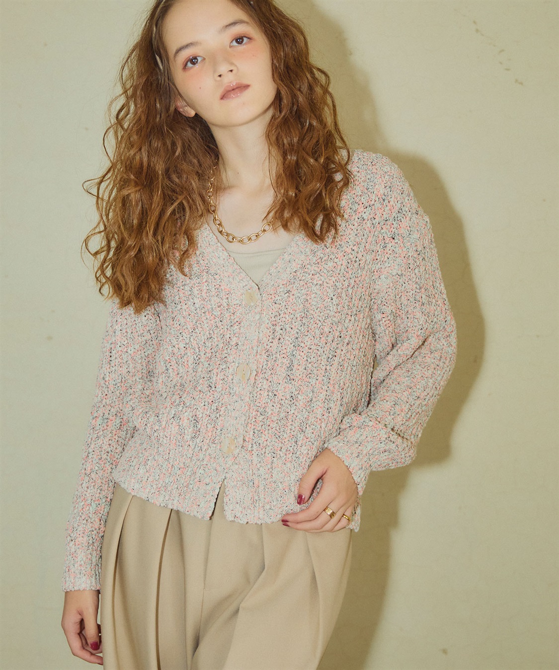 ELLEgirl ミックスカラーVネックカーディガン_sub_17