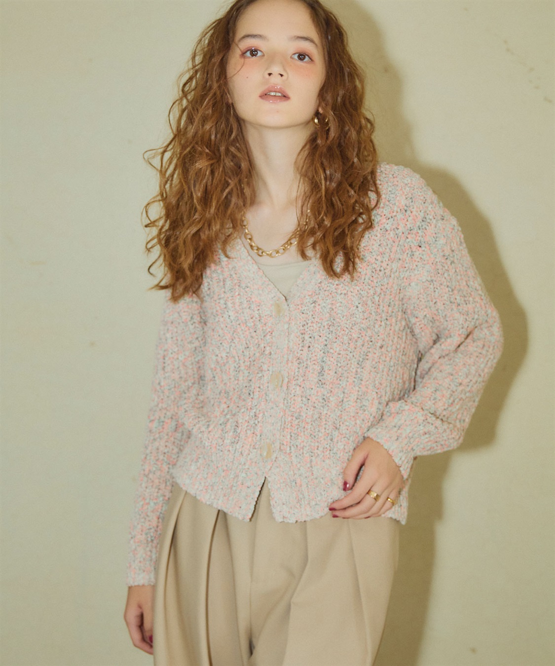 ELLEgirl ミックスカラーVネックカーディガン_sub_18