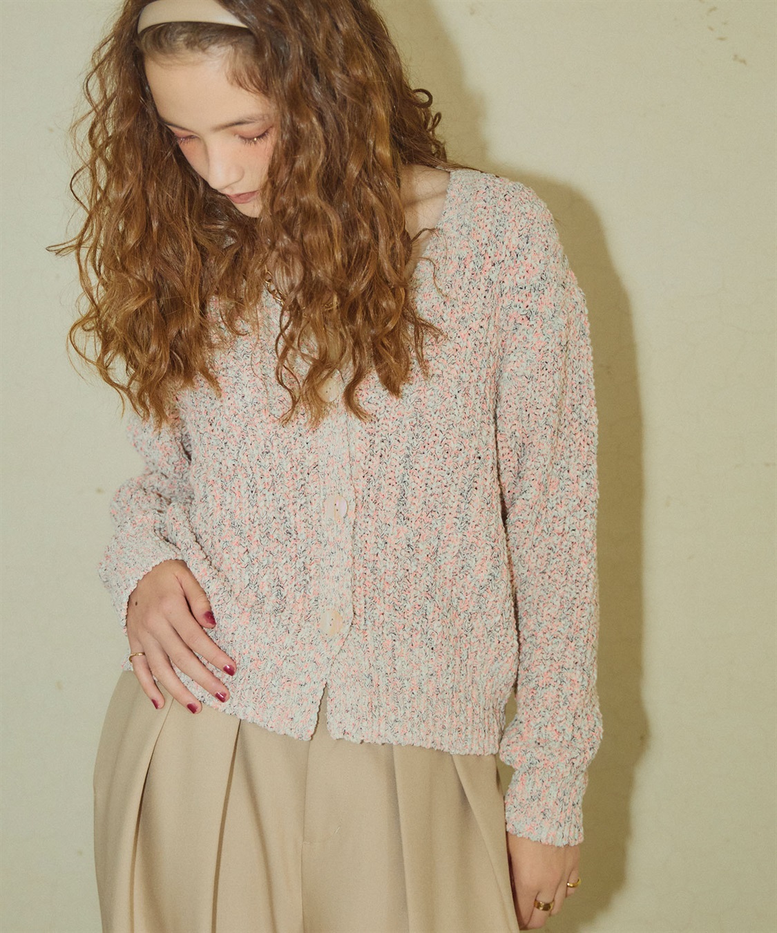 ELLEgirl ミックスカラーVネックカーディガン_sub_19