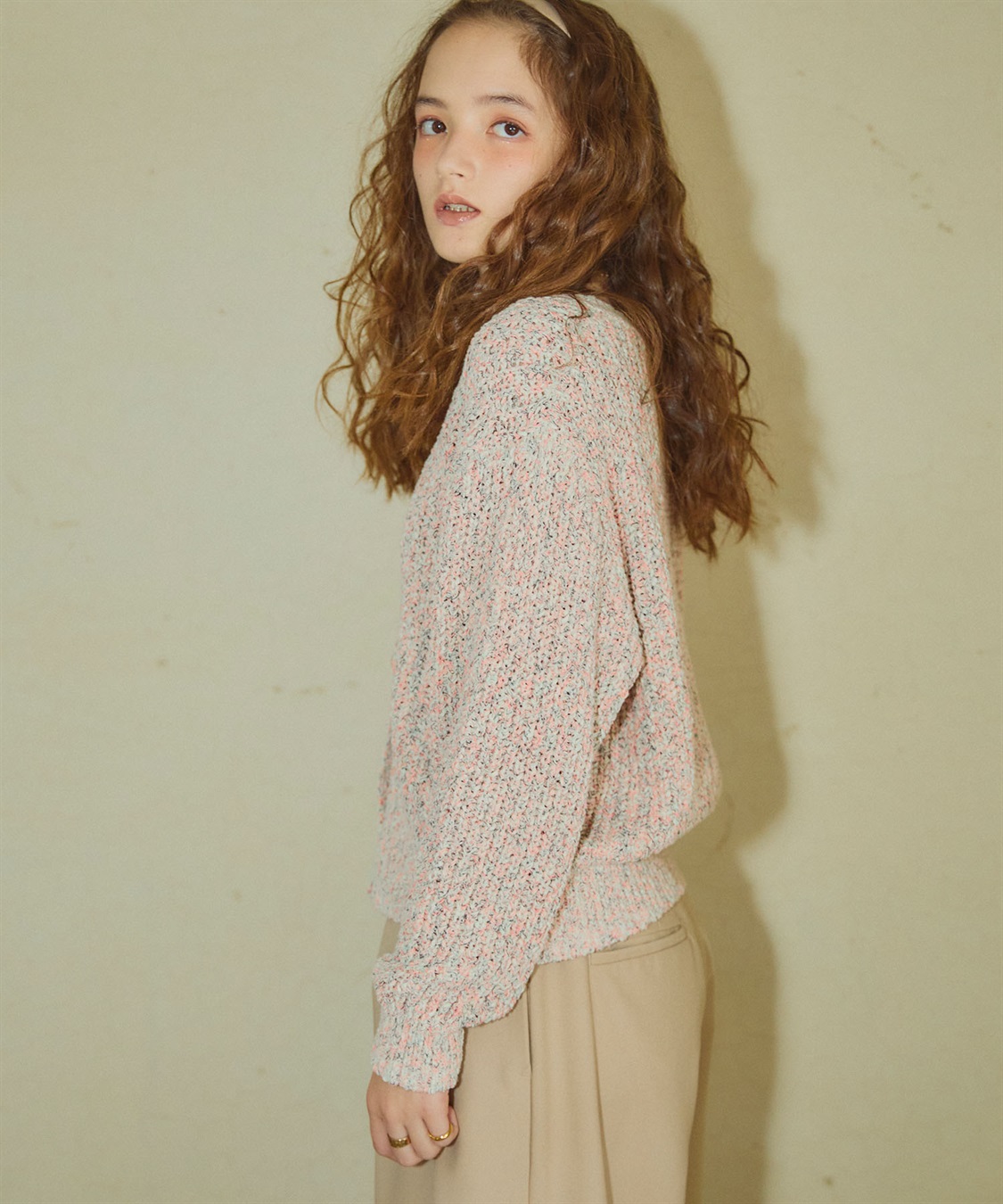 ELLEgirl ミックスカラーVネックカーディガン_sub_20