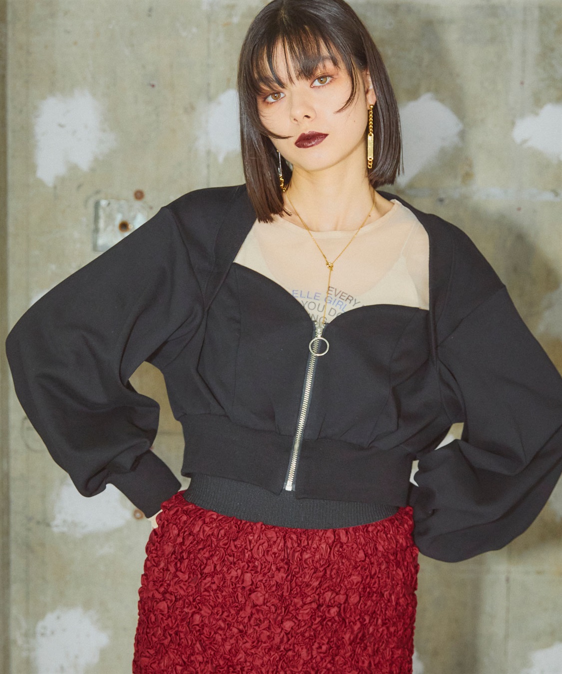 裏毛ビスチェブルゾン ELLEgirl｜クロスプラス公式通販サイト