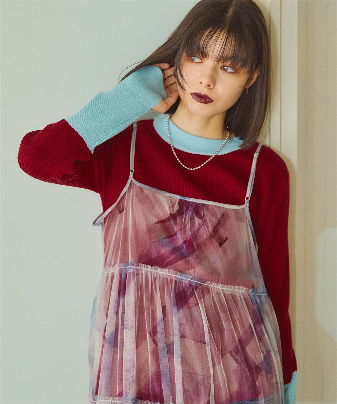 ELLEgirl 2way転写チュールティアードキャミワンピース_sub_8