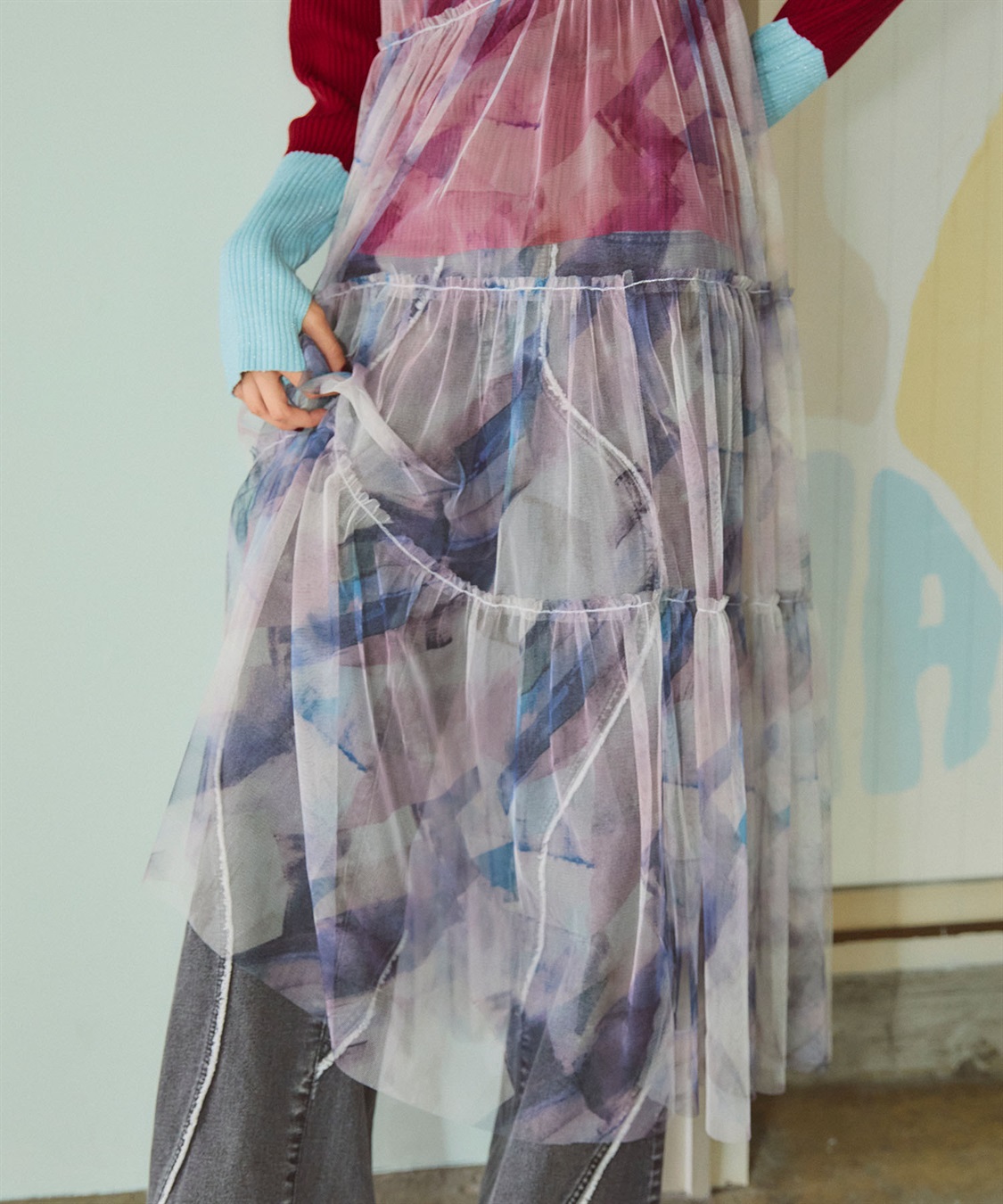 ELLEgirl 2way転写チュールティアードキャミワンピース_sub_9