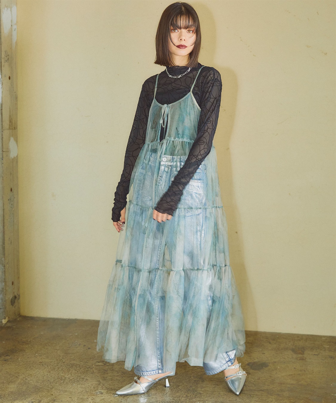 ELLEgirl 2way転写チュールティアードキャミワンピース_sub_12