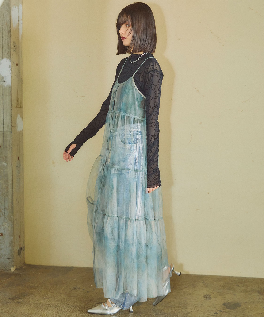 ELLEgirl 2way転写チュールティアードキャミワンピース_sub_14