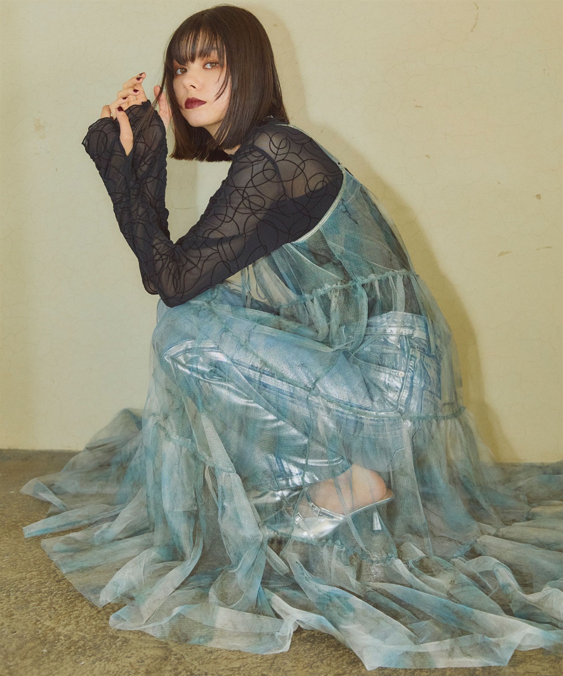 ELLEgirl 2way転写チュールティアードキャミワンピース_sub_16