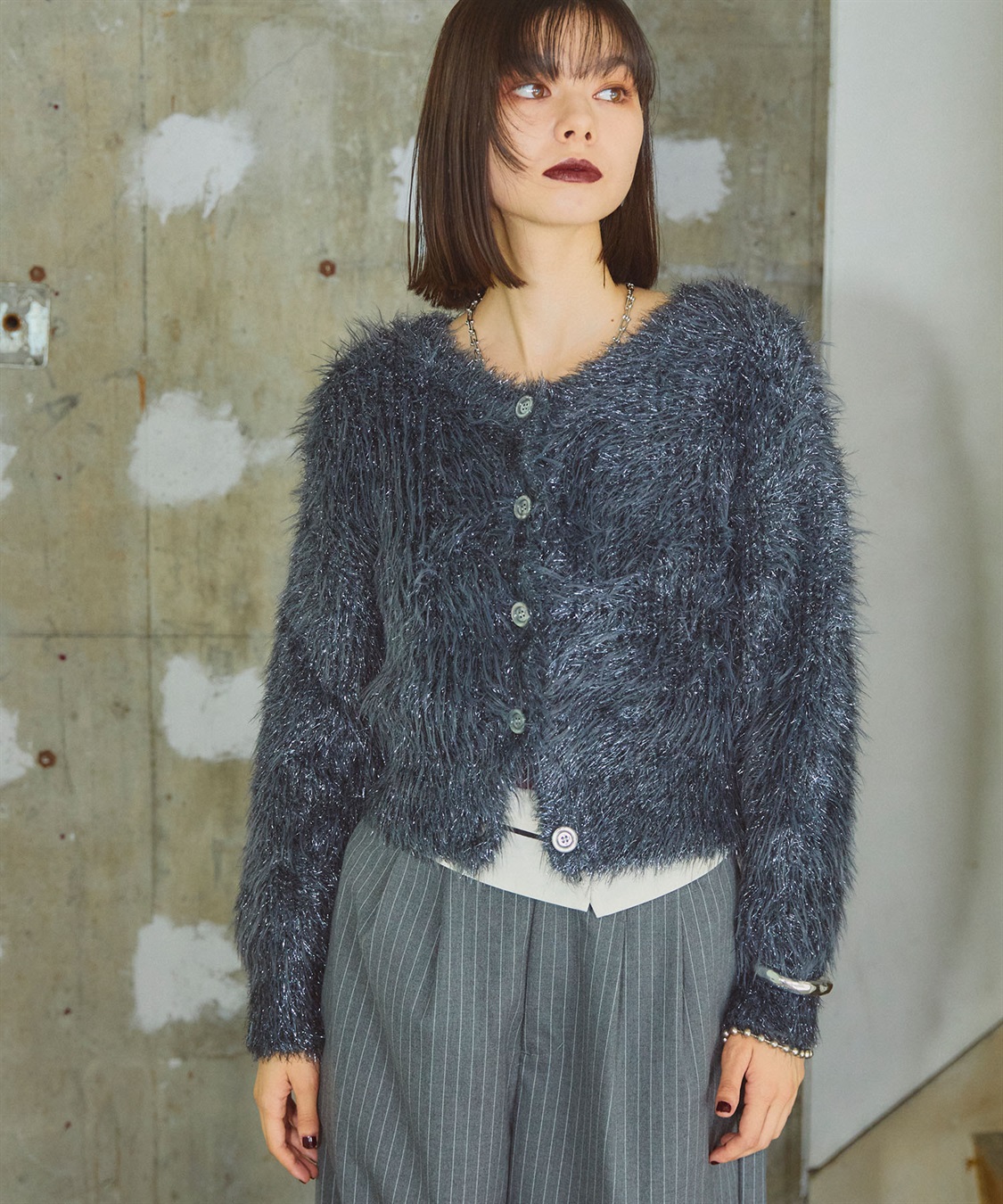 ELLEgirl 2wayラメフェザーニットカーディガン_sub_4