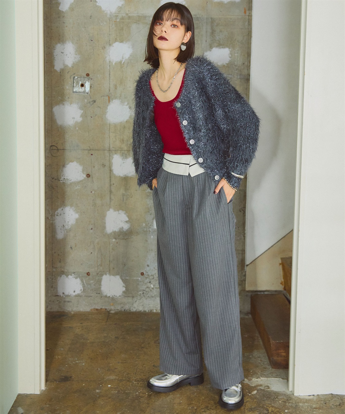 ELLEgirl 2wayラメフェザーニットカーディガン_sub_9