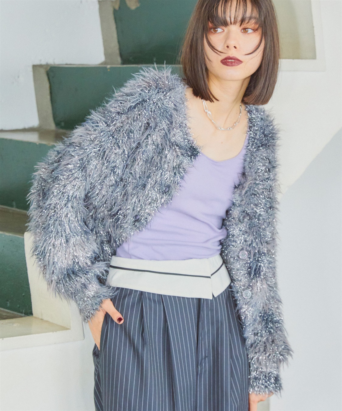 ELLEgirl 2wayラメフェザーニットカーディガン_sub_20