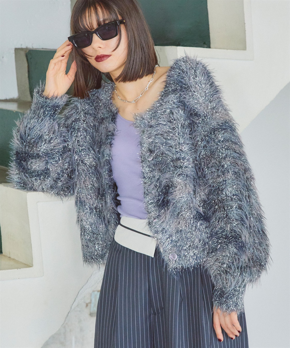 ELLEgirl 2wayラメフェザーニットカーディガン_sub_23