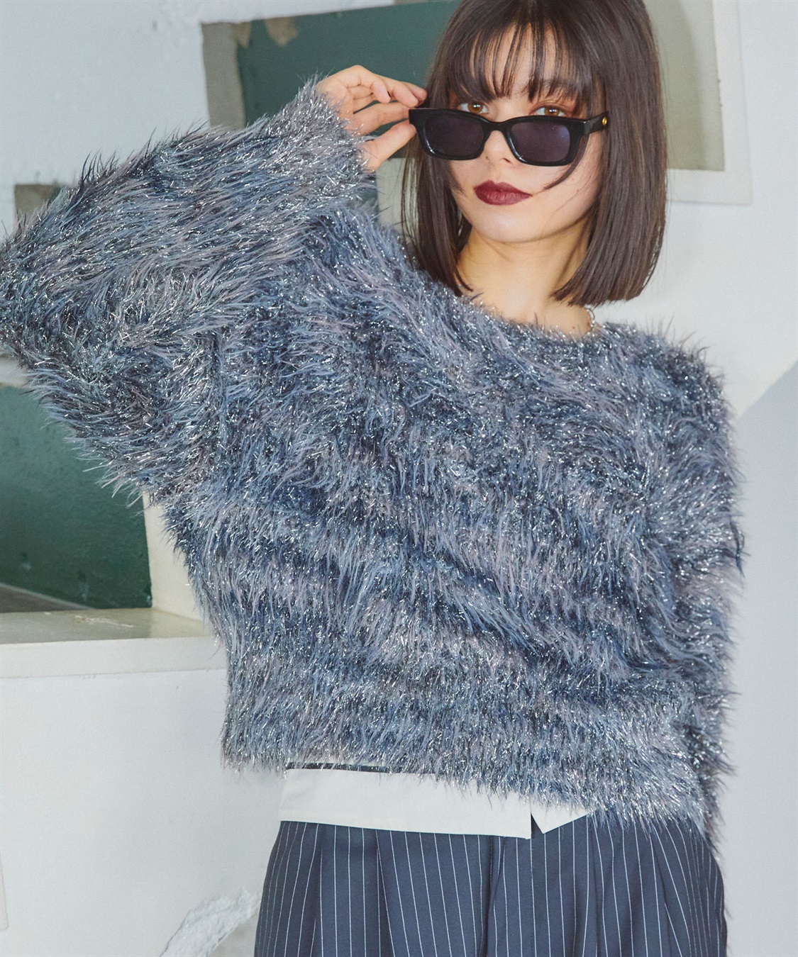 ELLEgirl 2wayラメフェザーニットカーディガン_sub_24