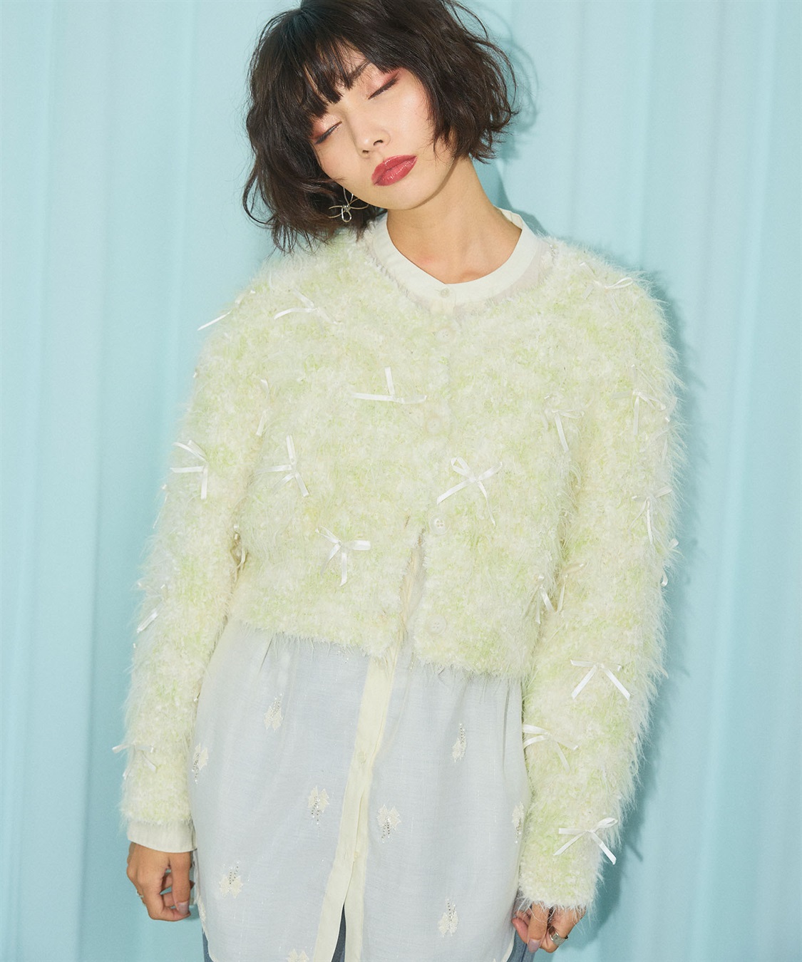 ELLEgirl リボンフェザーニットカーディガン_sub_13