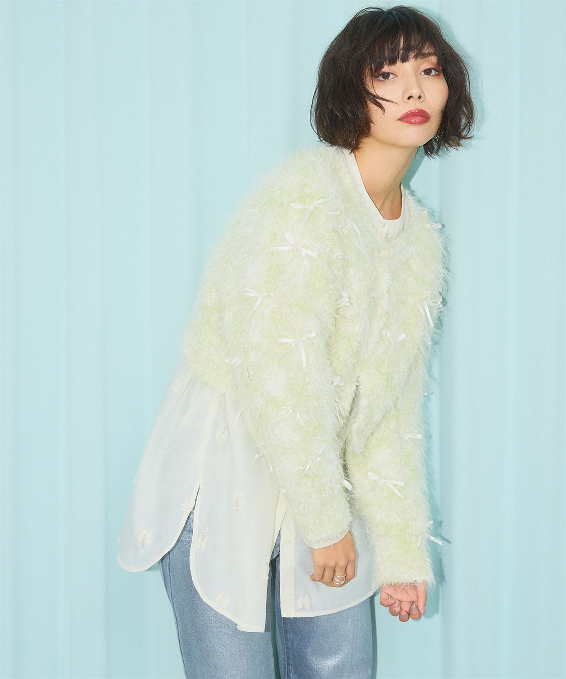 ELLEgirl リボンフェザーニットカーディガン_sub_14